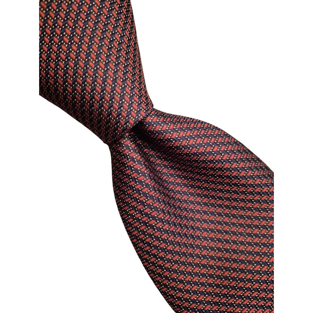 Jos. A. Bank Joseph Silk Tie Metallic Orange Black Navy Geometric Italy NEW